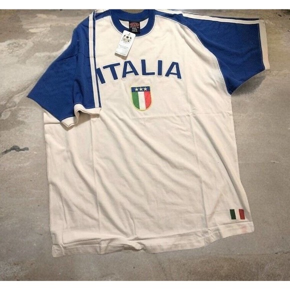 PSNY Mens Soccer Football White Cotton T-Shirt ITALIA XXL Italian Crest NWT - Picture 9 of 16